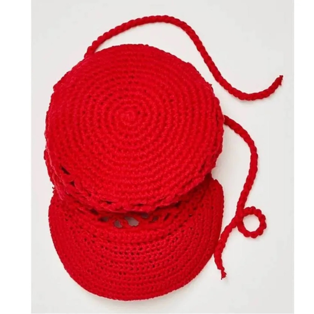 Free People Silvie Crochet Baseball Hat Red